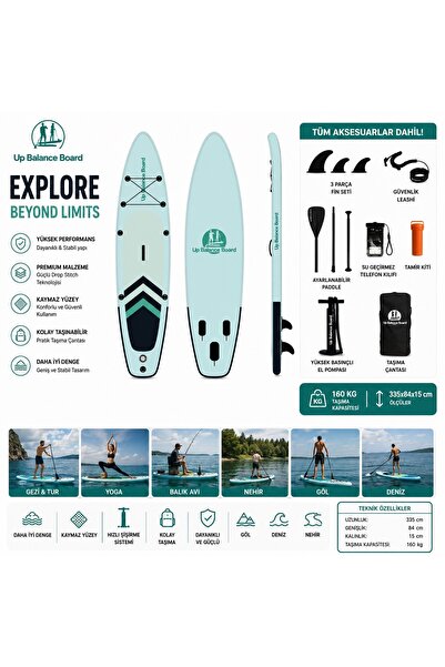 Up Balance Board OEM02 Şişme SUP Board 335x84x15 cm – 160 Kg Taşıma Kapasitel...