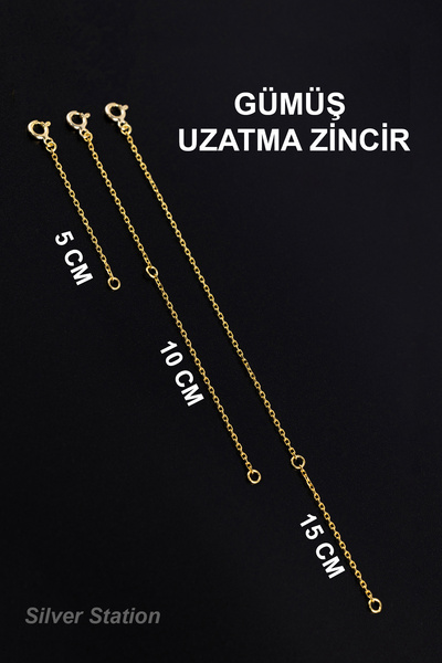 Silver Station Altın Renk Gümüş Kolye Uzatma, Gümüş Bileklik Uzatma 5Cm 10Cm ...