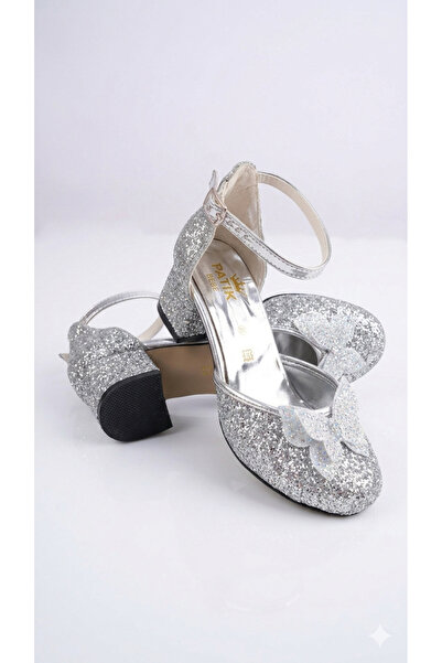 PATİK BEBE PANTOFI DE ROCHIE DE SEARĂ ELEGANTI, CU PERLE ARGINTII, CU PIATRĂ