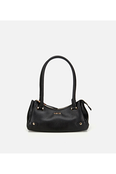 Hotiç Women's Leather Black Bowling Shoulder Bag