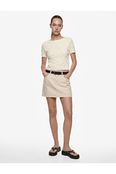 Koton Belt Detailed Pocketed Buttoned Cotton A-Line Mini Skirt