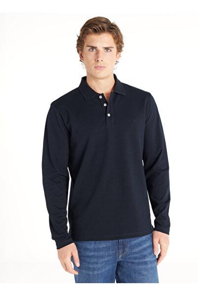 Ted Baker LACİVERT UZUN KOLLU POLO PİKE TSHİRT