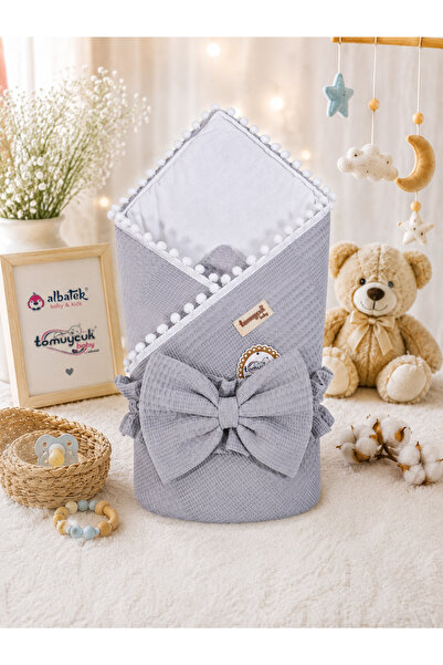 Tomuycuk Pike Baby Girl and Boy Blanket with Cotton Pom-Poms, Newborn Hospita...