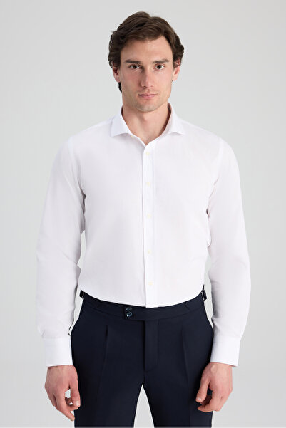 D'S Damat Гольфи Slim Fit White Plain Nano Care Сорочка