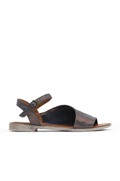 Bueno Shoes Sandale plate de damă din piele albastru marin 01wn5001