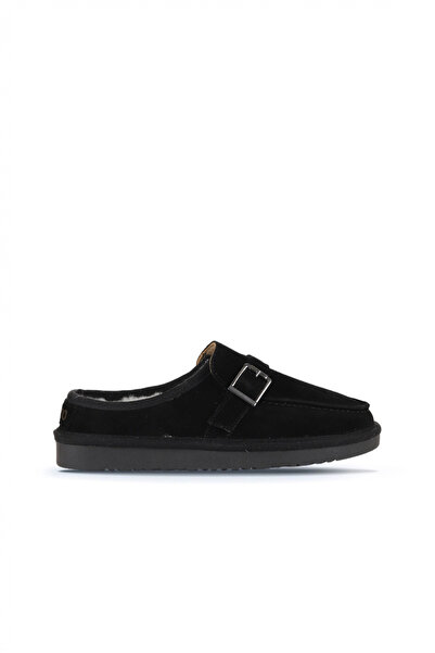 Bueno Shoes Papuci plati pentru femei din piele intoarsa neagra 05wt104