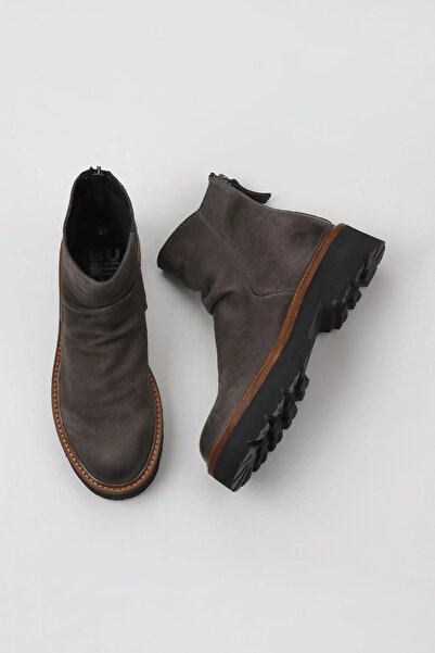 Bueno Shoes Cizme plate de damă din nubuc gri închis 01wv9900