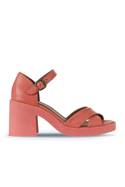 Bueno Shoes Sandale cu toc pentru femei din piele coral 01wy12501