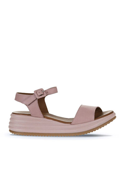 Bueno Shoes Sandale cu toc cu pană pentru femei, din piele Dusty Rose 01wy5700