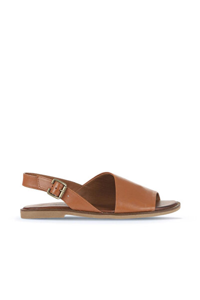 Bueno Shoes صندل مسطح للنساء من الجلد الداكن 01wa5700