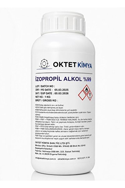 oktet İZOPROPİL ALKOL %99,9 İPA 1 KG