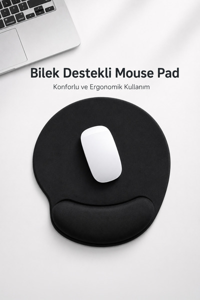 Wrist Supported Mouse Pad Anti-Slip Base Comfortable Office , Business Gaming Mousepad Black