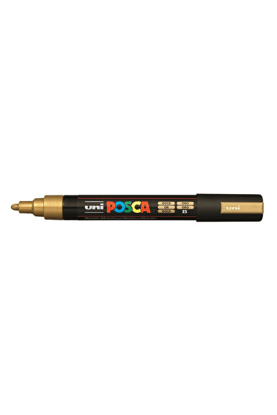 Uni Posca Uniball Posca 1.8-2.5mm Yuvarlak Uçlu Poster Markörü Gold (25) / PC5M