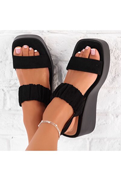 Zaira Sandale Dama cu Platforma Milana Negre #10260 - 39