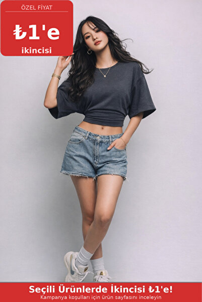 COMBİNE MİCHAİL Kadın Yazlık Kısa Kollu Füme Crop Bluz