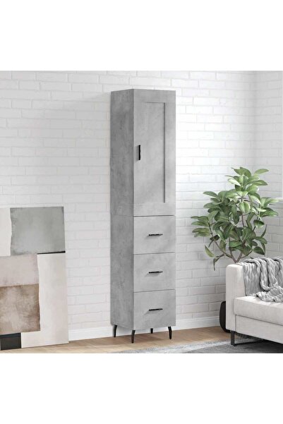 Concept Dulap înalt, gri beton, 34,5x34x180 cm, lemn prelucrat