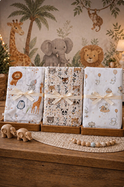 Pico Baby Çok Amaçlı Müslin Örtü /3'lü Set / %100 Pamuk / Oeko-teks Sertifika...