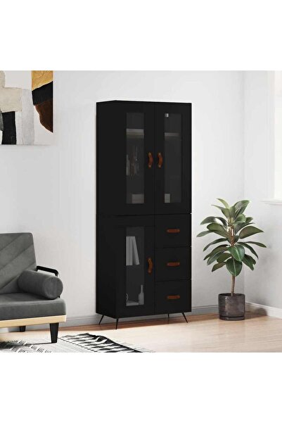 Concept Dulap înalt, negru, 69,5x34x180 cm, lemn compozit