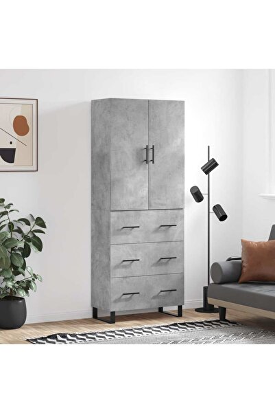Concept Dulap înalt, gri beton, 69,5x34x180, lemn compozit