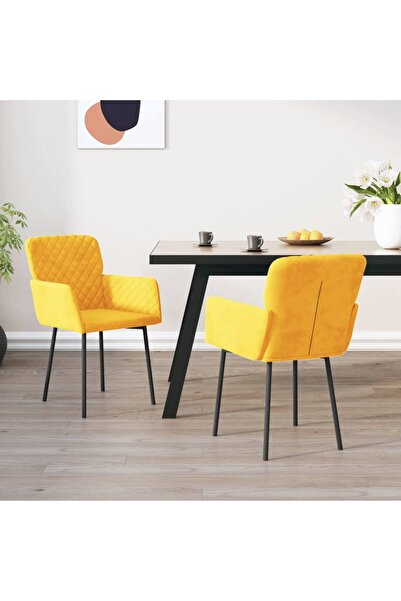 Concept Scaune de bucătărie pivotante, 2 buc., galben, catifea