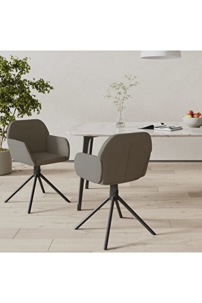 Concept Scaune de bucătărie pivotante, 2 buc, gri închis, catifea