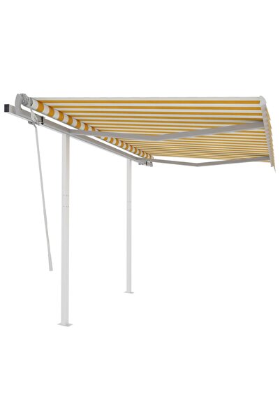 Concept Copertină retractabilă manual cu stâlpi galben/alb 3,5x2,5 m