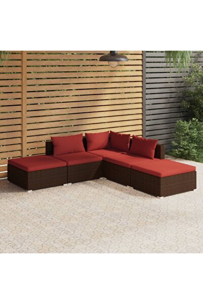 Concept Set mobilier de grădină cu perne, 5 piese, maro, poliratan