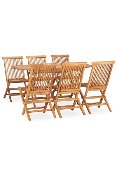Concept Set mobilier de exterior pliabil, 7 piese, lemn masiv de tec