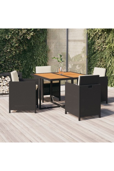 Concept Set mobilier de grădină cu perne, 5 piese, negru, poliratan