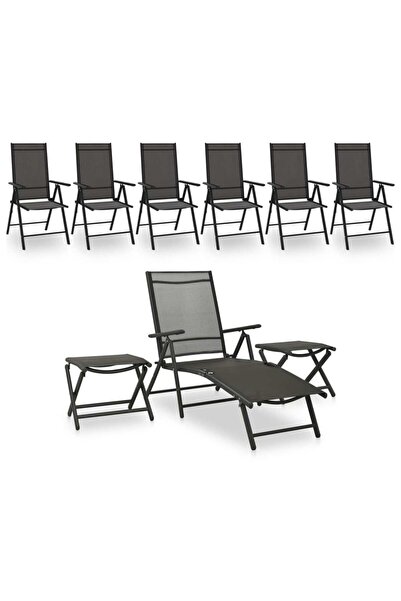 Concept Set mobilier de grădină, 9 piese, negru și antracit