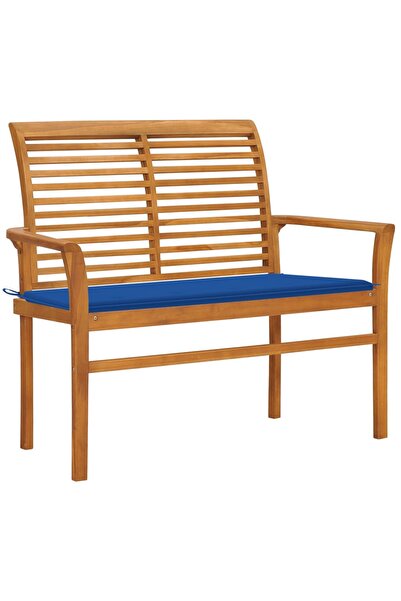 Concept Bancă grădină, pernă albastru regal, 112 cm, lemn masiv tec