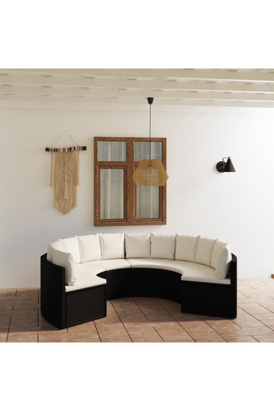 Concept Set mobilier de grădină cu perne, 6 piese, negru, poliratan