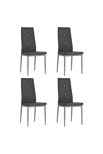 Concept Scaune de bucătărie, 4 buc., gri, piele ecologică