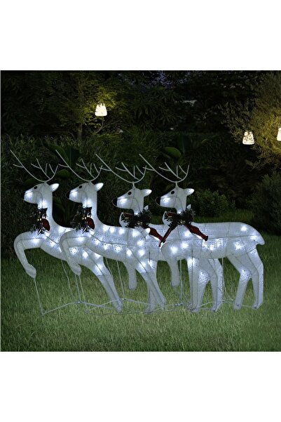Concept Reni de Crăciun, 4 buc., alb, 80 LED-uri