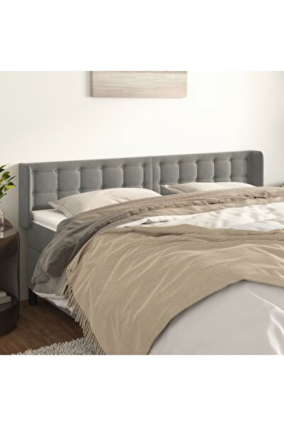 Concept Tăblie de pat cu aripioare gri deschis 203x16x78/88 cm catifea