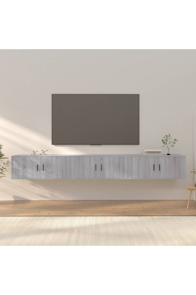 Concept Dulapuri TV montate pe perete 3 buc. gri sonoma 100x34,5x40 cm