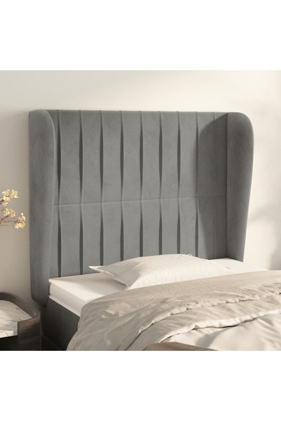Concept Tăblie de pat cu aripioare gri deschis 103x23x118/128cm catifea