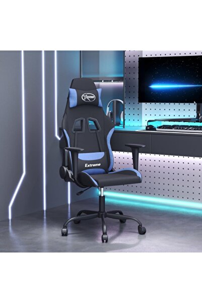 Concept Scaun de gaming pivotant, negru și albastru, material textil