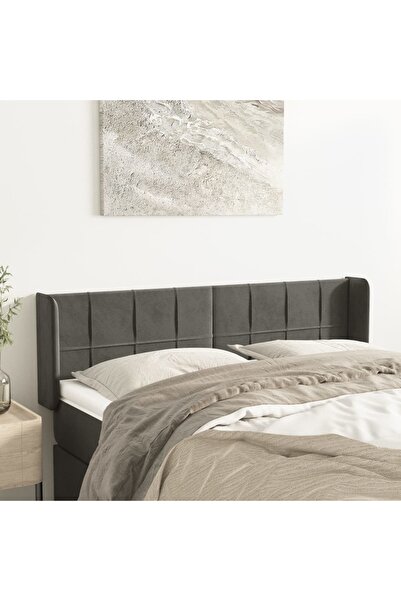 Concept Tăblie de pat cu aripioare gri închis 147x16x78/88 cm catifea