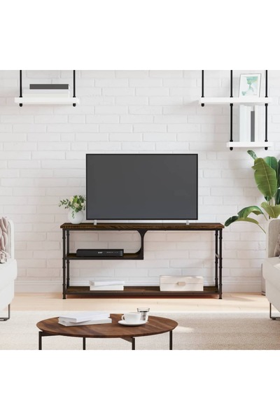 Concept Comodă TV, stejar maro, 103x38x46,5 cm, lemn prelucrat și oțel
