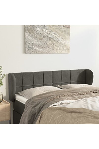 Concept Tăblie de pat cu aripioare gri închis 147x23x78/88 cm catifea