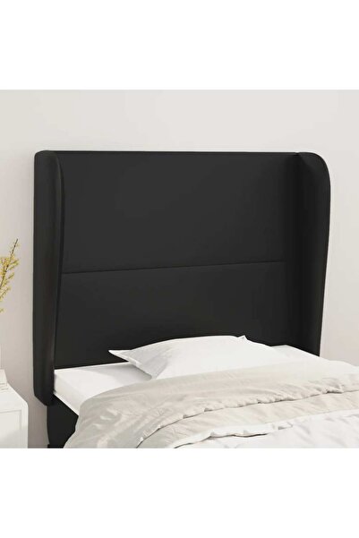 Concept Tăblie de pat cu aripioare, negru, 83x23x118/128 cm, piele