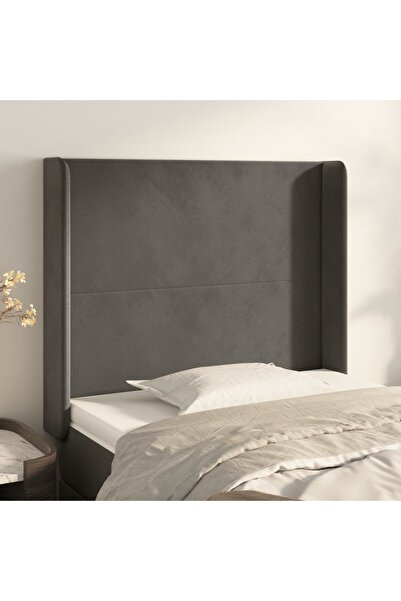 Concept Tăblie de pat cu aripioare gri închis 93x16x118/128 cm catifea