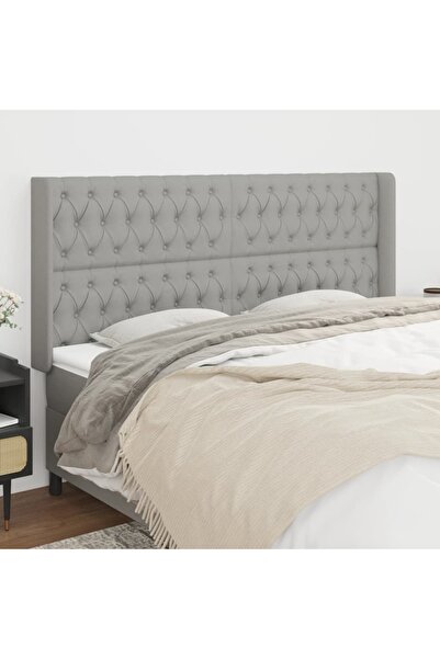 Concept Tăblie de pat cu aripioare gri deschis 203x16x118/128 cm textil