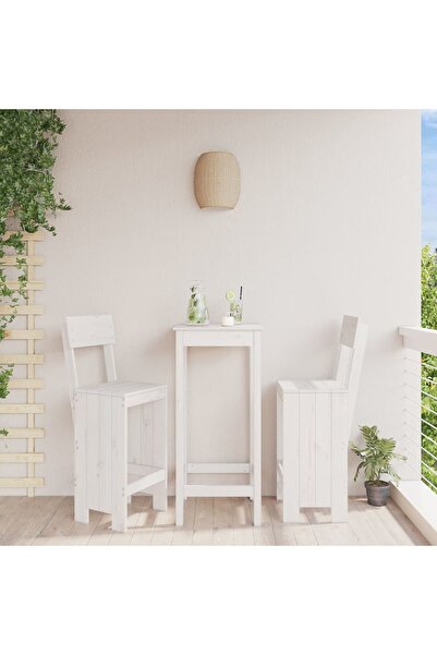 Concept Taburete de bar, 2 buc., alb, 40x48,5x115,5 cm, lemn masiv pin