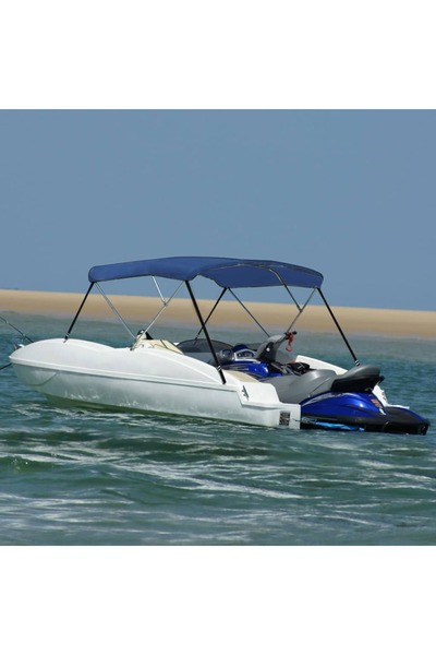 Concept Parasolar barcă Bimini cu 3 arcuri, albastru, 183x160x137 cm