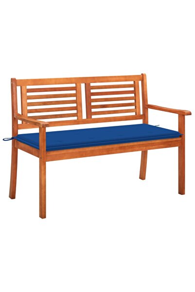 Concept Bancă grădină 2 locuri, cu pernă, 120 cm, lemn masiv eucalipt