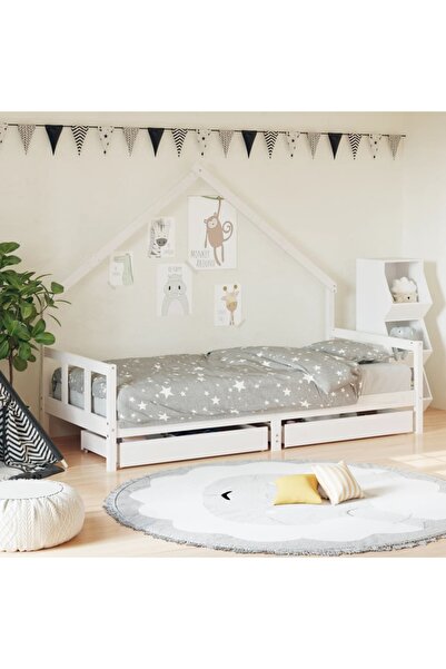 Concept Cadru de pat pentru copii, alb, 90x190 cm, lemn masiv de pin