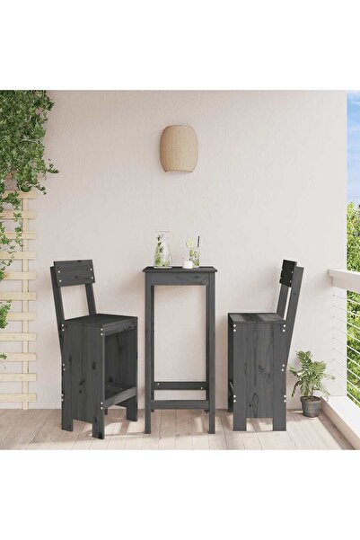 Concept Taburete de bar, 2 buc., gri, 40x48,5x115,5 cm, lemn masiv pin