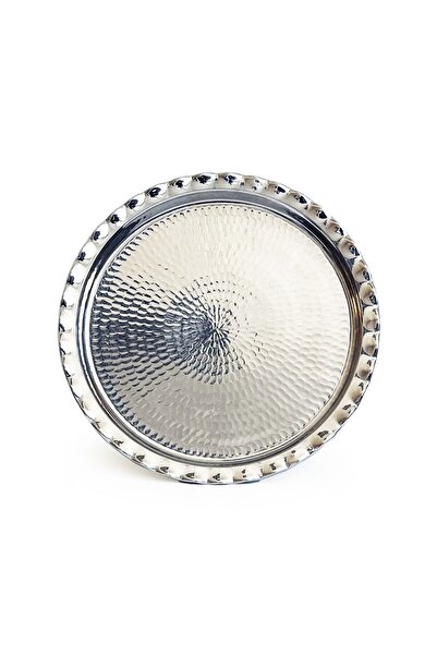 Shark Anatolia Stole Hand Forged Copper Round Presentation Tray 34 cm Nickel